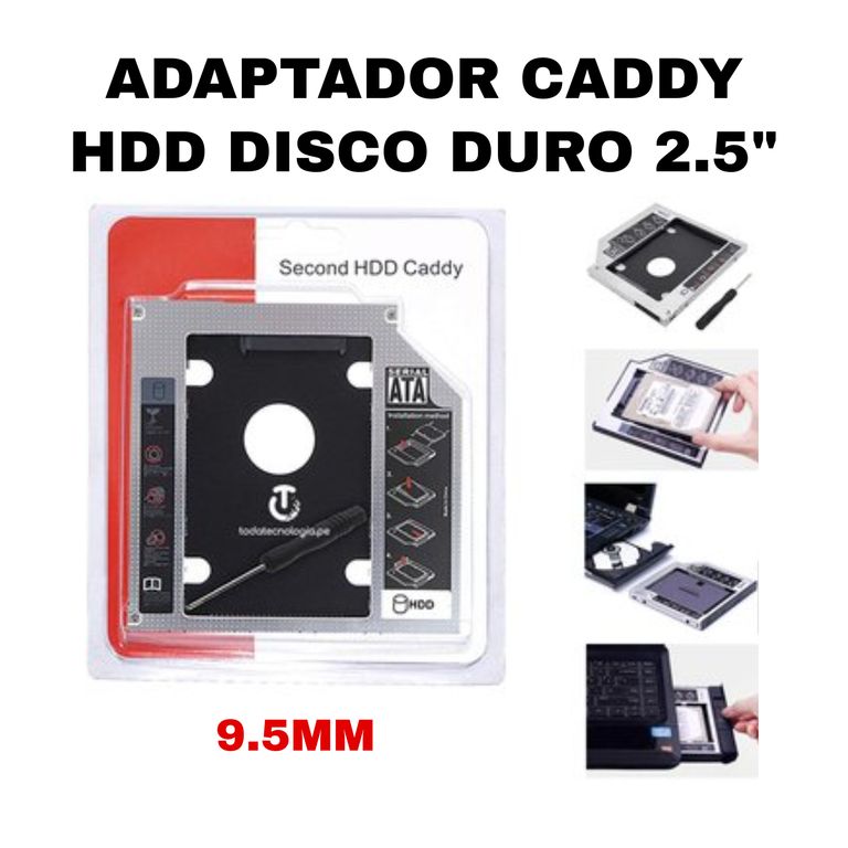 ADAPTADOR CADDY SATA 2.5 9.5MM PARA LAPTOP