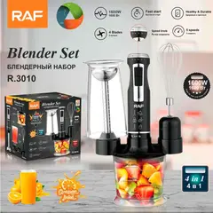 RAFF - BATIDORA Y LICUADORA DE INMERSION 4 EN 1 DE 1600W 5 NIVELES DE VELOCIDAD