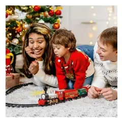 GENERICO - Tren Navideño para Base de Arbol con RIELES BOTA HUMO CON LUZ GRANDE