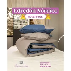 AMADEUS HOME - Juego Edredón Nórdico King Reversible Plumón Tacto Pluma + Funda Duvet