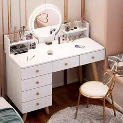 R&R MUEBLES - Tocador Vintage Raffa 6 Cajones Blanco