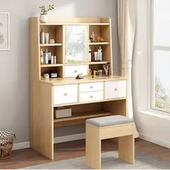 R&R MUEBLES - Tocador más Silla Moderno Ariana DunaBlanco