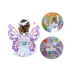 KAWAI - Disfraz de Mariposa luces Musical Blanco Niñas