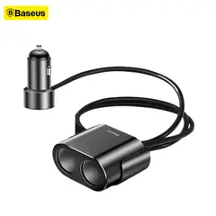 BASEUS - Cargador Auto 2 USB + Doble Toma Encendedor 80W