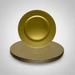 GENERICO - Plato Base Dorado con Borde Perlado x 6 unidades