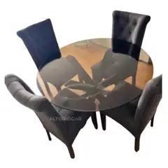 GENERICO - Juego de Comedor 4 Sillas Karlet Marrón Madera Tornillo