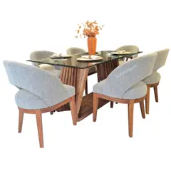 GENERICO - Juego de Comedor 6 Sillas Germany Gris Madera Tornillo