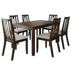 GENERICO - Juego De Comedor Danne 6 Sillas Crema Madera Tornillo