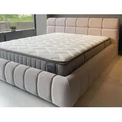 GENERICO - JUEGO DE DORMITORIO SANTANDER BEIGE 2 PLAZAS BOX TARIMA Y CABECERA