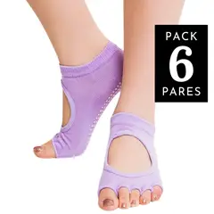 GENERICO - Medias Antideslizantes Mitón Marinera Danza Yoga Pilates PACK 6 PARES
