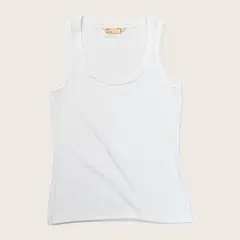 DROP THE LABEL - Tank Top Blanco para Mujer Manga Cero Rib 2x1 Modal