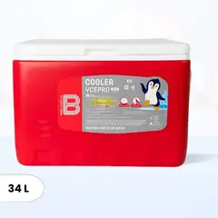 BASA - Cooler de Polipropileno Ycepro Rectangular Rojo 34 l