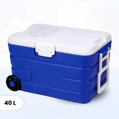 ICHIMATSU - Cooler RectangularAzul con Ruedas y Asa 40 Litros