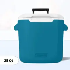 COLEMAN - Cooler Azul Oceano con Asa y Ruedas 26 Litros 28 QT
