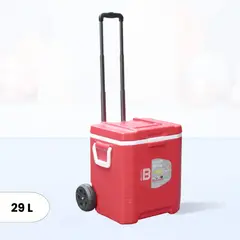 BASA - Cooler rectangular Rojo con Rudas y Asa Yeti 29 Litros