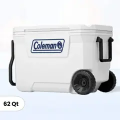 COLEMAN - Cooler Blanco Marine con Asa y Rueda 58 Litros 62 QT