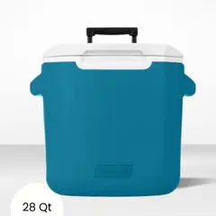 COLEMAN - Cooler Azul Oceano con Asa y Ruedas 26 Litros 28 QT