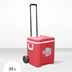 BASA - Cooler rectangular Rojo con Rudas y Asa Yeti 29 Litros