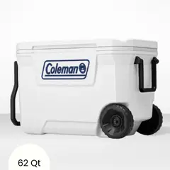 COLEMAN - Cooler Blanco Marine con Asa y Rueda 58 Litros 62 QT