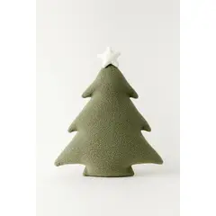 ZALMOHADAS - Cojín Navideño Verde Deco Arbol De Navidad Crema 35 X 40cm
