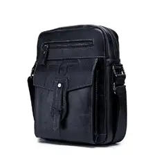 BULLCAPTAIN - - Morral de Cuero Mate DJB-053-L-BK Talla L Negro