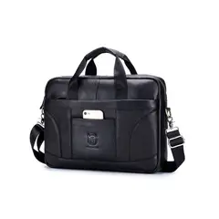 BULLCAPTAIN - - Maletín de Cuero Mate GWB-048-BK Negro