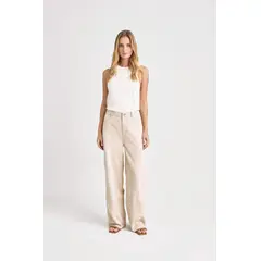 VELEZ - Vélez Pantalón Wide Leg San Jacinto Gamuza Mujer Beige