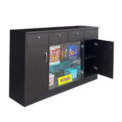 TEMEL - Mueble Aparador Wengue con Puertas Vidrio Aparador Melamina