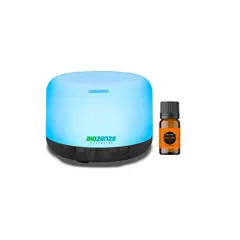 GENERICO - Aromatizador Difusor De Aromas 7 Colores 818 oscuro + Aceite Esencial De Naranja Biozenze