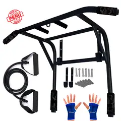 HOLGU - Barra Dominadas 2en1 Paralelas Calistenia Liga Pesas - Guantes