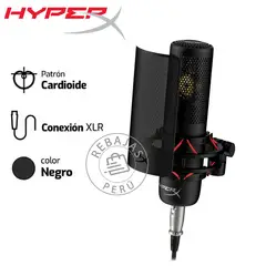 HYPERX - Micrófono ProCast XLR Condensador Cardioide con Filtro Pop