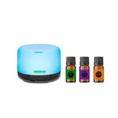 GENERICO - Aromatizador Difusor De Aromas 7 Colores 818 oscuro + Pack 3 Aceites