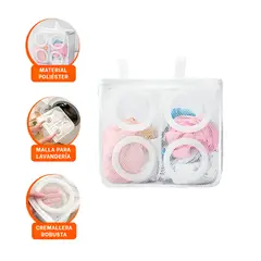 RYBIU IMPORT - Bolsa Malla Lavanderia 26x245x8cm Blanco Y+Ligas de Regalo