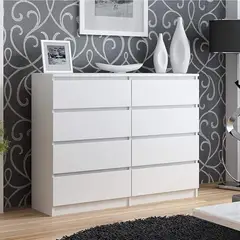 PELIKANO - Comoda Melamina Blanco 8 Cajones 1.20m