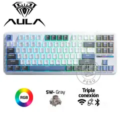 AULA - Teclado Mecánico F87 RGB Wireless 3 Modos Switch Gray EN