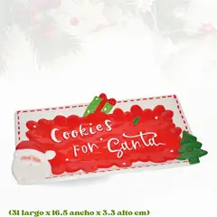 ICHIMATSU - Fuente Rectangular Navideña de Loza Rojo diseño Santa 12