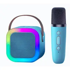 GENERICO - Parlante Karaoke K12 Bluetooth Luces RGB 01 Micrófono - Celeste