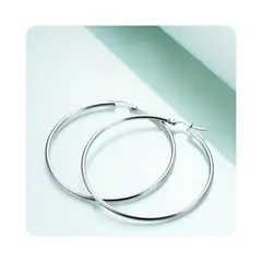 GENERICO - Aretes Acero - Argollas Plateada Lisa Pequeña