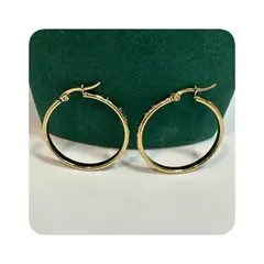 GENERICO - Aretes Acero - Argollas Diseño Peces Dorada