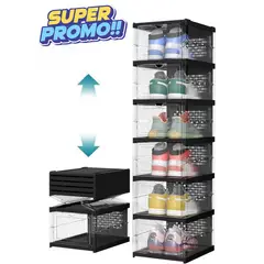 GENERICO - Organizador De Zapatos Plegable De 6 Niveles - Negro