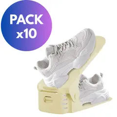 GENERICO - Pack x 10 Organizadores Ajustables De Zapatos - Color Crema