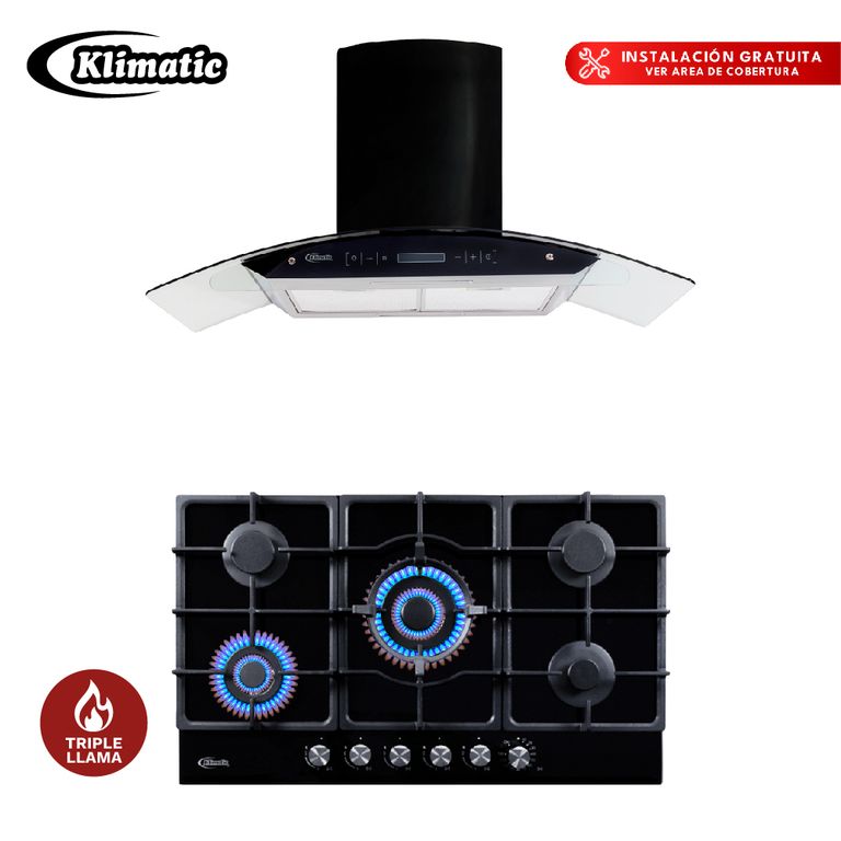 COMBO Cocina AOSTA 90 y Campana VENEZIA BLACK