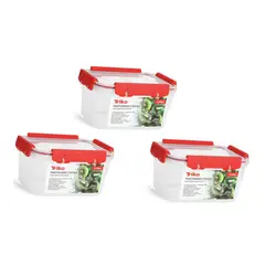 TRIKO - Set x3 Contenedores Plásticos Herméticos Rectangulares 530 ml