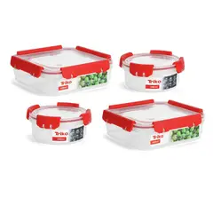 TRIKO - Set Tapers x2 Contenedores Plásticos 600 ml Cuadrado + x2 240 ml Redondo