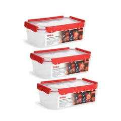 TRIKO - Tapers Set x3 Contenedores Plásticos Herméticos Rectangulares 1000 ml