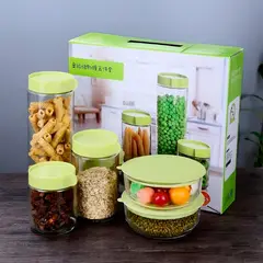 GENERICO - Set De 5 Frascos D Vidrio Con Tapa Para Almacenar Alimentos