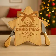 SANTINI - Tabla de Quesos y Piqueos Estrella Navidad 3pcs 25x12 cm