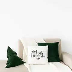 ZALMOHADAS - Set Navideño Merry: 3 Cojines + Manta Estilo Nórdico Verde 45x45