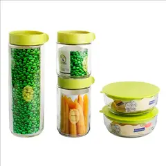 GENERICO - Frascos De Vidrio Con Tapa Para Almacenar Alimentos 5 Piezas