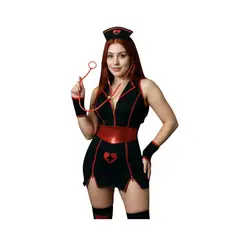 GENERICO - DISFRAZ HALLOWEEN ENFERMERA NEGRO Y ROJO